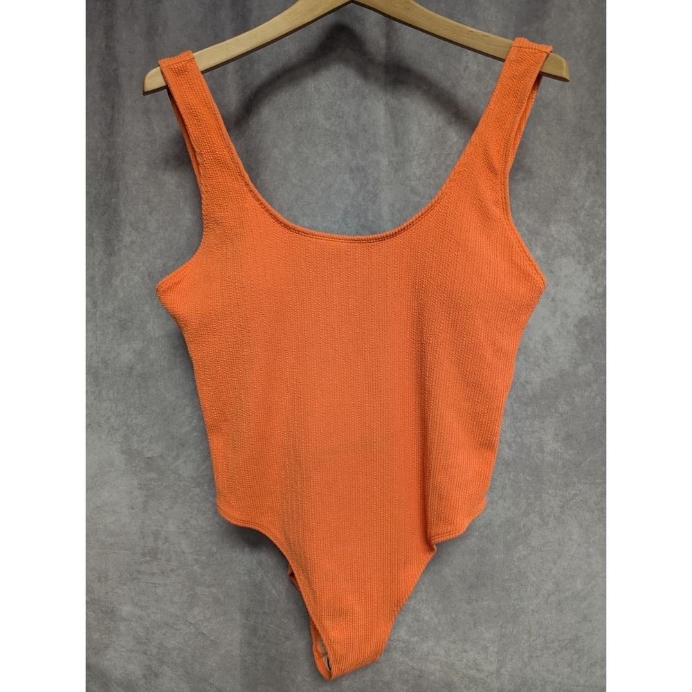 Cotton On Body Women's Swimsuit Size XL Orange Ribbed Low Back Cheeky (#5)
